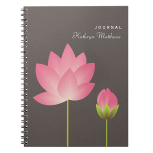 White roze lotus budg flower blossom journal notitieboek