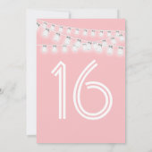 White roze Mason Jar String Lights Sweet 16 Kaart (Achterkant)