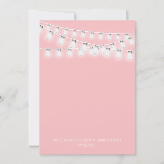 White roze Mason Jar String Lights Vrijgezellenfee Kaart (Achterkant)