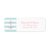 White roze Mint Anchor and Stripes Etiket (Voorkant)
