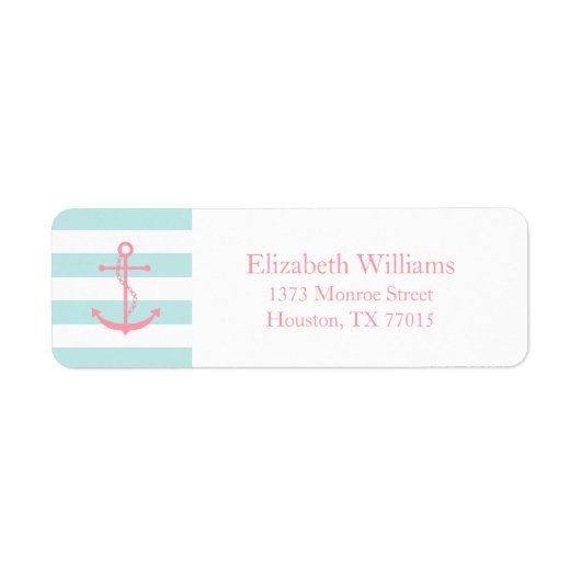White roze Mint Anchor and Stripes Etiket (Voorkant)