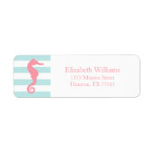 White roze mint Stripes Seahorse Etiket (Voorkant)