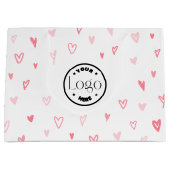 White & Roze Moderne Liefde Harten Gelukkig Valent Groot Cadeauzakje (Voorkant)