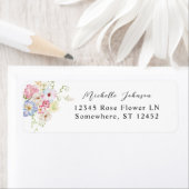 White roze & Paars Floral Return Address Label (Insitu)
