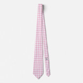 White roze Pied de Poule Houndstooth Stropdas (Voorkant)