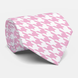 White roze Pied de Poule Houndstooth Stropdas