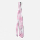 White roze Pied de Poule Houndstooth Stropdas (Achterkant)