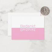 White & roze reflectie Moderne Nederlands Dank je Notitiekaartje (Voorkant / Achterkant in situ)