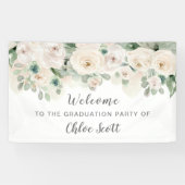 White roze Rose Floral Gradual Party Welkom Spandoek (Horizontaal)