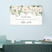 White roze Rose Floral Sweet 16 Party Welcome Spandoek (Beurs)