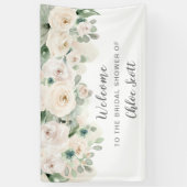 White roze Rose Floral Vrijgezellenfeest Welkom Spandoek (Verticaal)