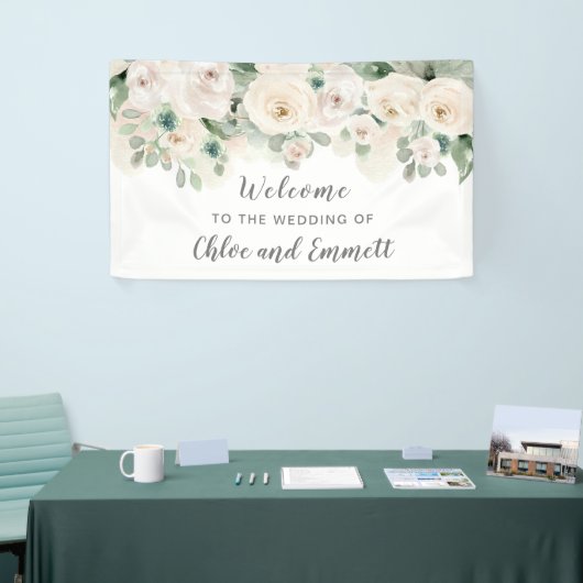 White roze Rose Floral Wedal Welcome Spandoek (Beurs)