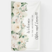 White roze Rose Floral Wedal Welcome Spandoek (Verticaal)