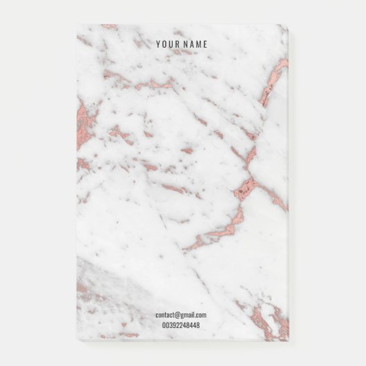 White roze Rose Gold marble Stone Lux Name Adverte Post-it® Notes (Voorkant)