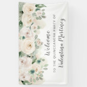White roze Rose Quinceanera Party Welkom Spandoek (Verticaal)