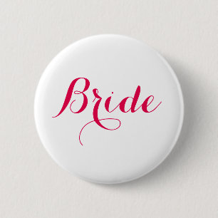 White roze Script Weddenschap Bride Ronde Button 5,7 Cm