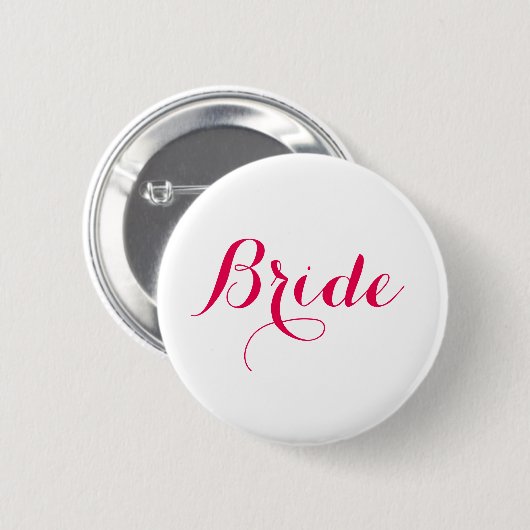 White roze Script Weddenschap Bride Ronde Button 5,7 Cm (Voorkant /achterkant)