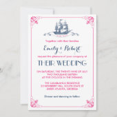 White roze  Ship Anchor Wedding Uitnodiging (Voorkant)