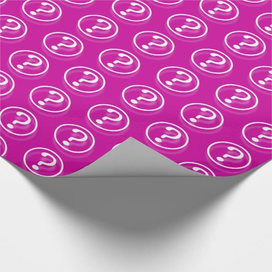 White roze vraagtekens cadeaupapier (Hoek)