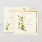 White rozen bruiloft kaart (Voorkant / Achterkant)