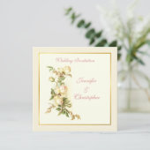 White rozen bruiloft kaart (Staand voorkant)