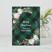 White Rozen Green Buffalo Plays New Home Feestdagenkaart (Staand voorkant)