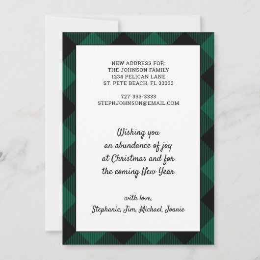 White Rozen Green Buffalo Plays New Home Feestdagenkaart (Achterkant)