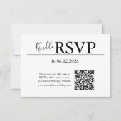 White RSVP QR Code Card for Modern Wedding (Voorkant)