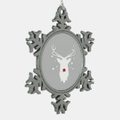 White Rudolph met siervoorwerpen op Pewter Snowfla Tin Sneeuwvlok Ornament (Links)