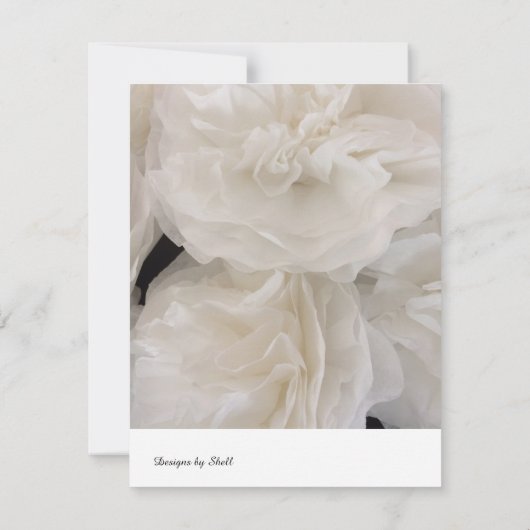 White Ruffled Paper Flowers Reply Kaart (Achterkant)