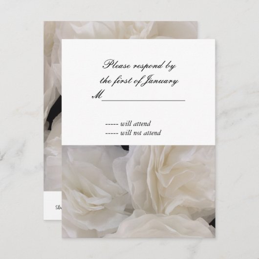 White Ruffled Paper Flowers Reply Kaart (Voorkant / Achterkant)