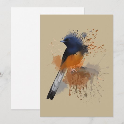 White Rumped Shama Bird Kaart (Voorkant / Achterkant)