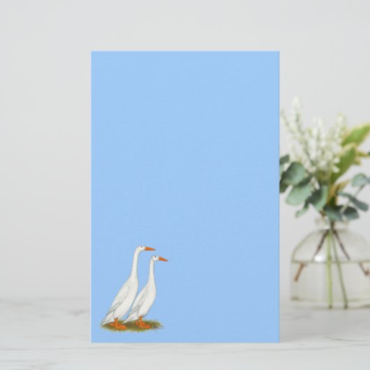White Runner Ducks Briefpapier (Staand voorkant)