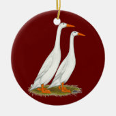 White Runner Ducks Keramisch Ornament (Voorkant)