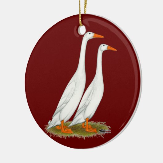 White Runner Ducks Keramisch Ornament (Links)