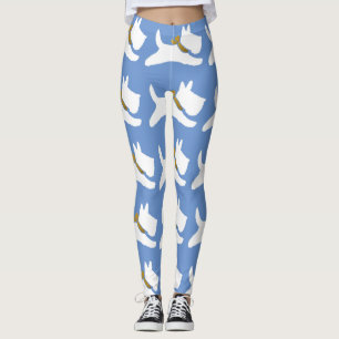 White Running Scotties Your Background Color Leggings