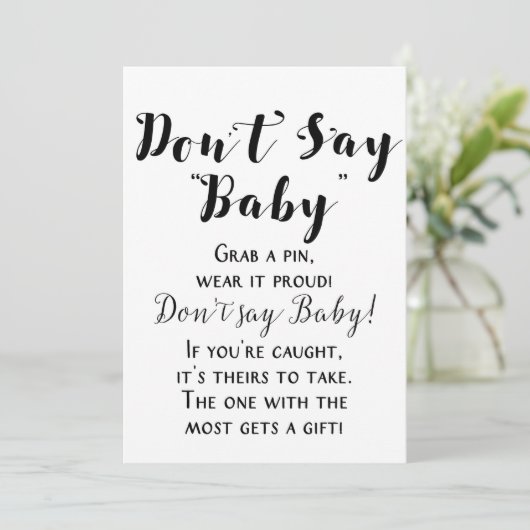 White Rustic Baby shower Sign 5x7" Grootte Kaart (Staand voorkant)