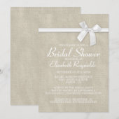 White Rustic Burlap Bridal Shower Invitations Kaart (Voorkant / Achterkant)