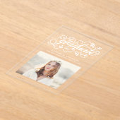 White Rustic Calligraphy Foto Afstuderen Acryl Uitnodigingen (Laagn)