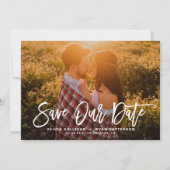 White Rustic Calligraphy Photo Save Our Date Save The Date (Voorkant)