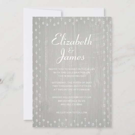 White Rustic Country Barn Wood Wedding Invitations Kaart (Voorkant)