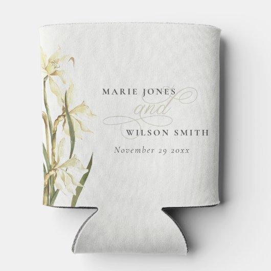 White Rustic Daffodil Floral Waterverf Wedding Blikjeskoeler (Achterkant)