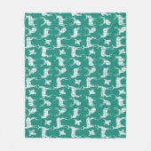 White Rustic Deer on Blauwgroen Fleece Blanket Deken (Voorkant)