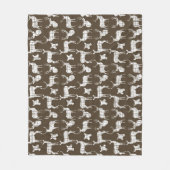 White Rustic Deer on Brown Fleece Blanket (Voorkant)
