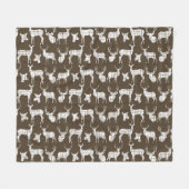White Rustic Deer on Brown Fleece Blanket (Voorkant (Horizontaal))