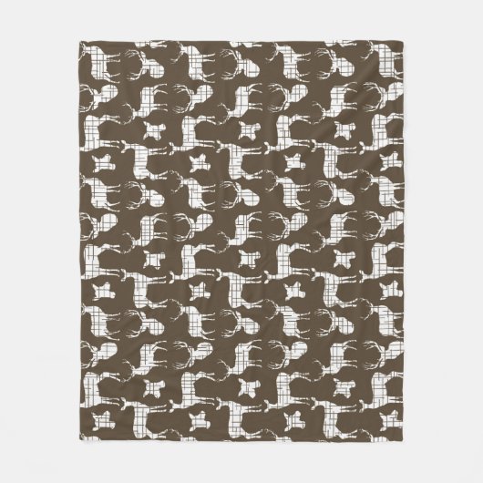 White Rustic Deer on Brown Fleece Blanket Deken (Voorkant)