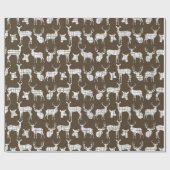 White Rustic Deer on Brown Wrapping Paper Cadeaupapier (Vlak)