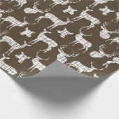 White Rustic Deer on Brown Wrapping Paper Cadeaupapier (Hoek)