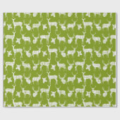 White Rustic Deer on Green Wrapping Paper Cadeaupapier (Vlak)