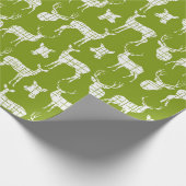 White Rustic Deer on Green Wrapping Paper Cadeaupapier (Hoek)